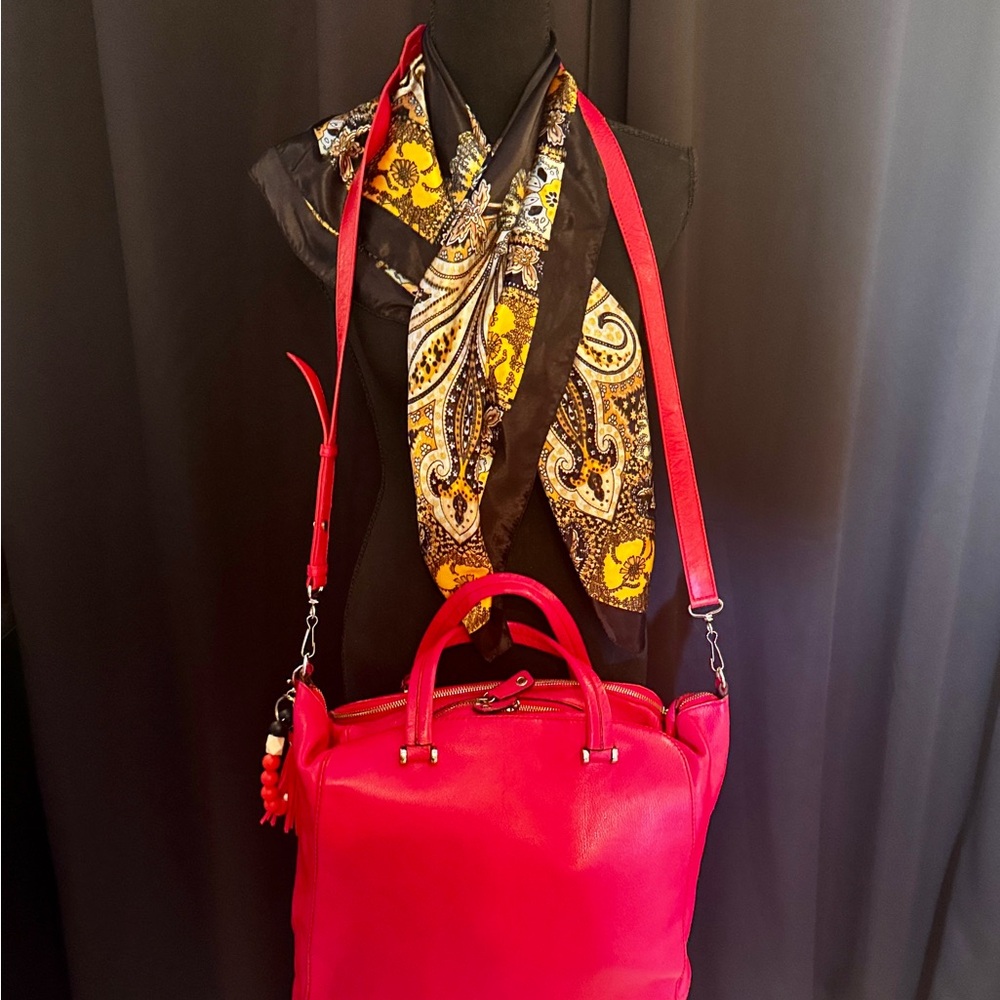 Stunning FURLA Vintage Pristine Soft Leather Crimson Bag from Italy spacious